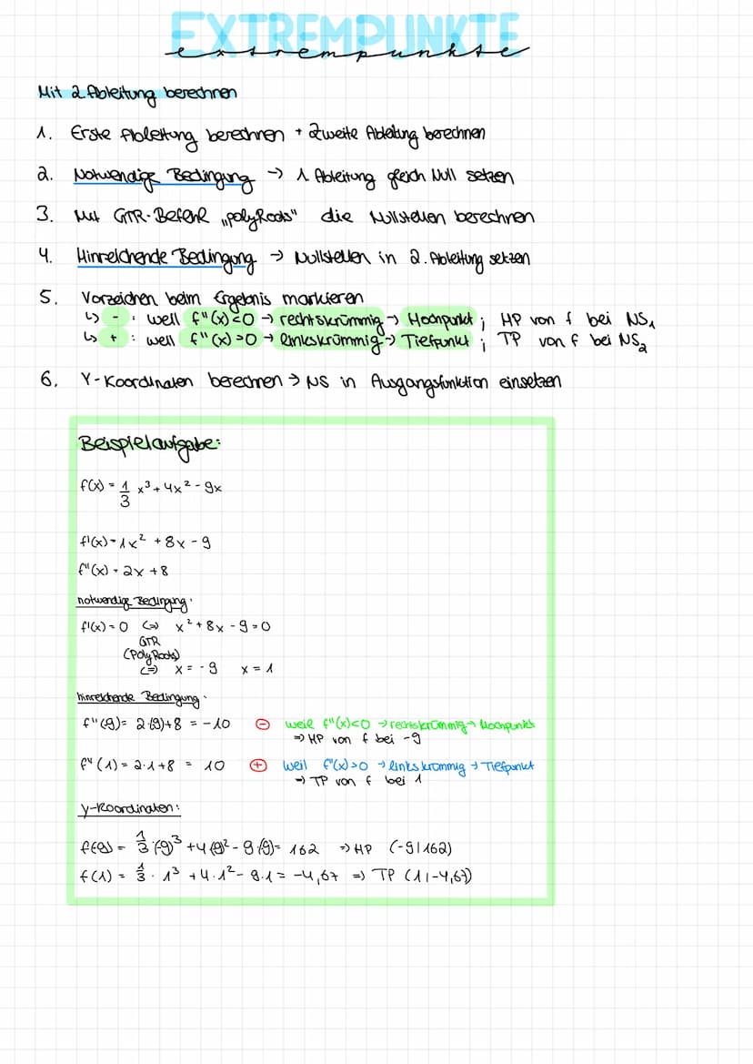 Specirungin
спд
Aufstellen der Ableitungen bei ganzrationalen Funktionen
Potenzregel:
f(x)=x^ f'(x) = n.x^-^
Konstantenregel:
f(x) = g(x) + 