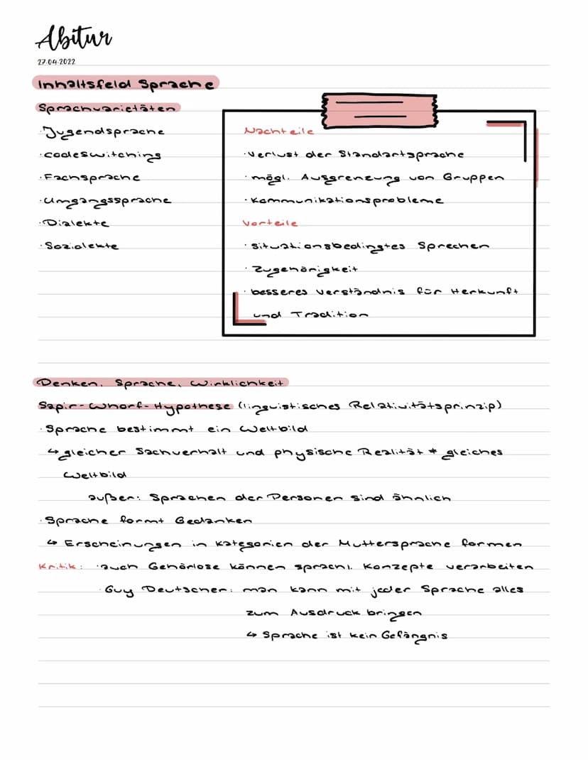 Abitur
27-04-2022
Inhaltsfeld Sprache
Spracherwerbsmodelle
Interaktionismus.
wechselseitige Kommunikation
gemeinsames Handeln.
∙Anpassung an