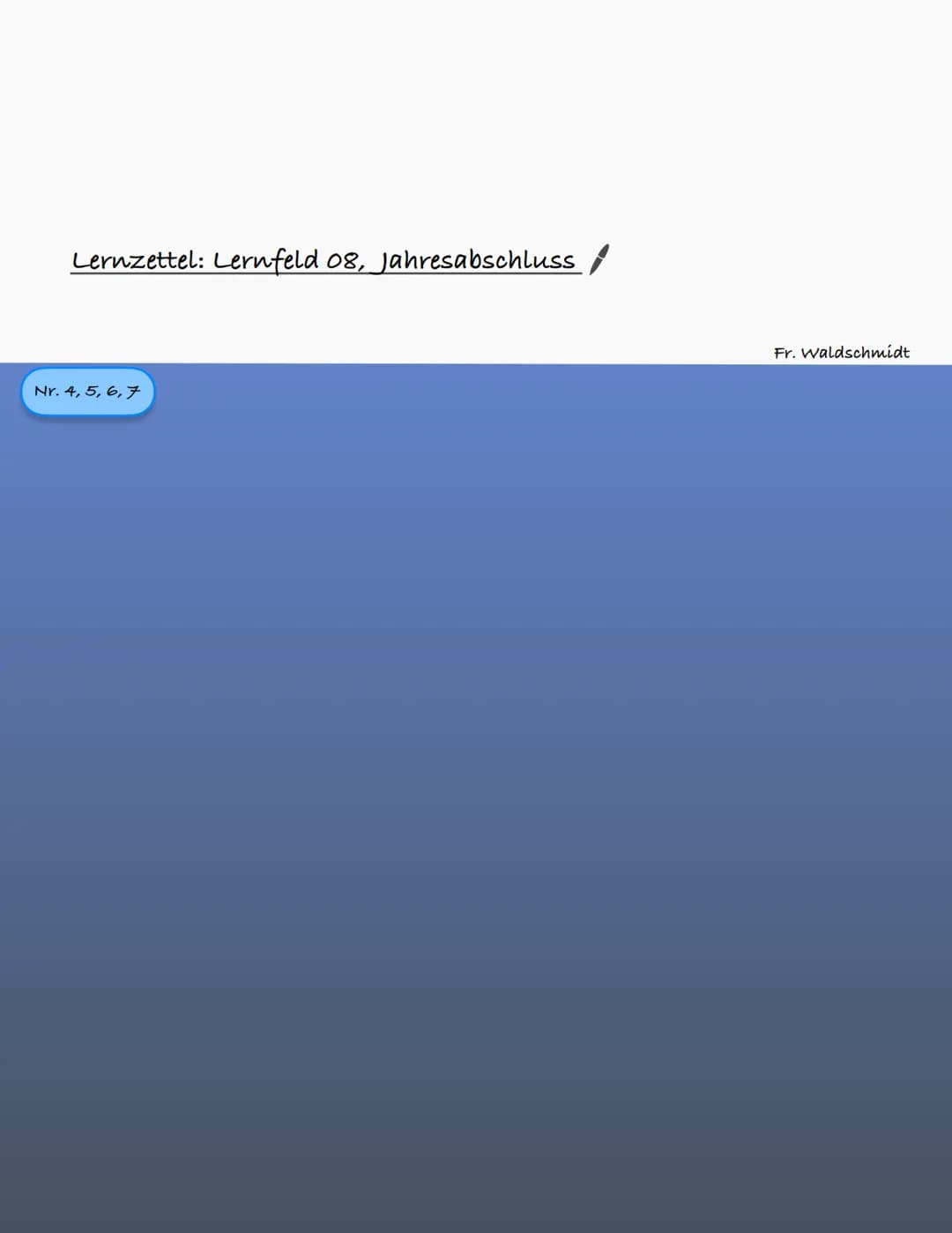 Lernzettel: Lernfeld 08, Jahresabschluss
Nr. 4, 5, 6, 7
Fr. Waldschmidt Klausurrelevant
1. Bewertung des Vermögens (Aktíva)
1.1 Bewertung de