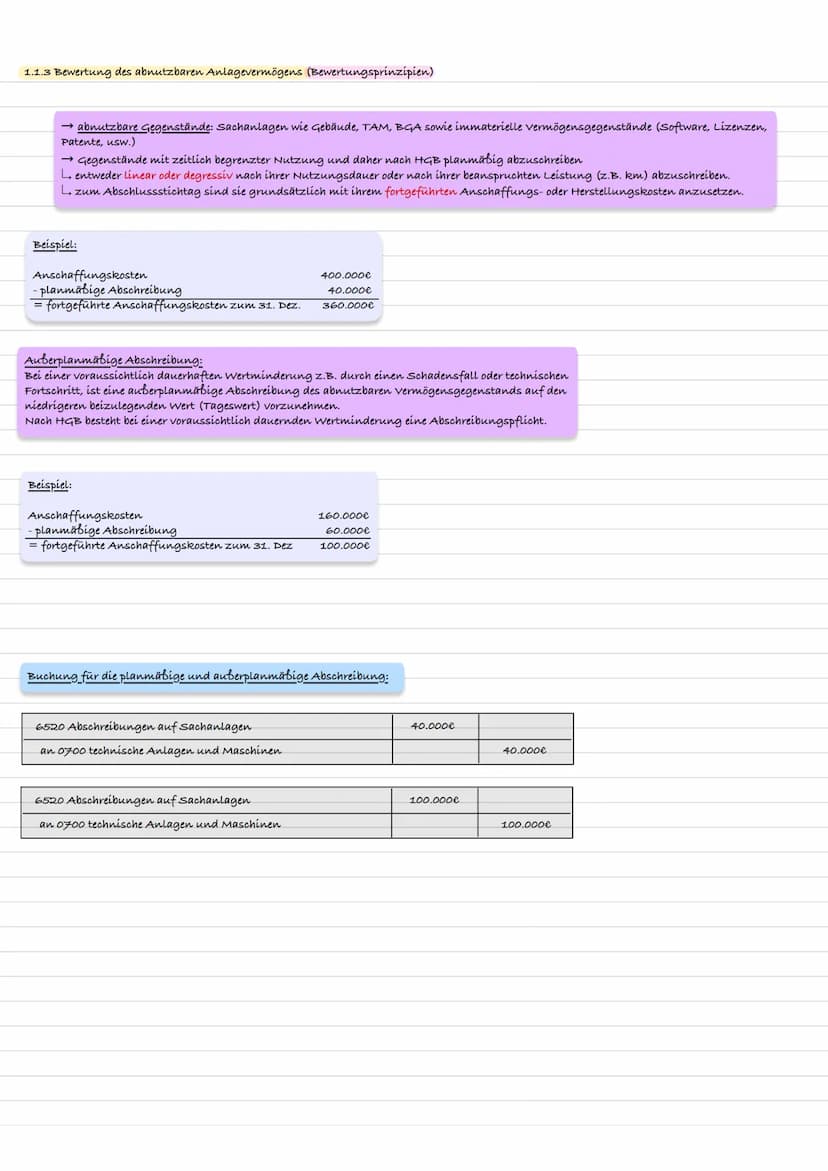Lernzettel: Lernfeld 08, Jahresabschluss
Nr. 4, 5, 6, 7
Fr. Waldschmidt Klausurrelevant
1. Bewertung des Vermögens (Aktíva)
1.1 Bewertung de