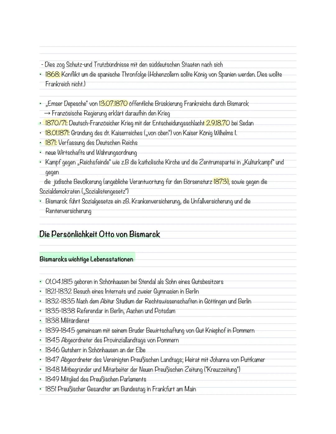 geschiklausur 3
Deutsches Kaiserreich
Infolge der Reichsgründung 1871 wird Deutschland zum Nationalstaat. Die nationale Einigung ist vor all