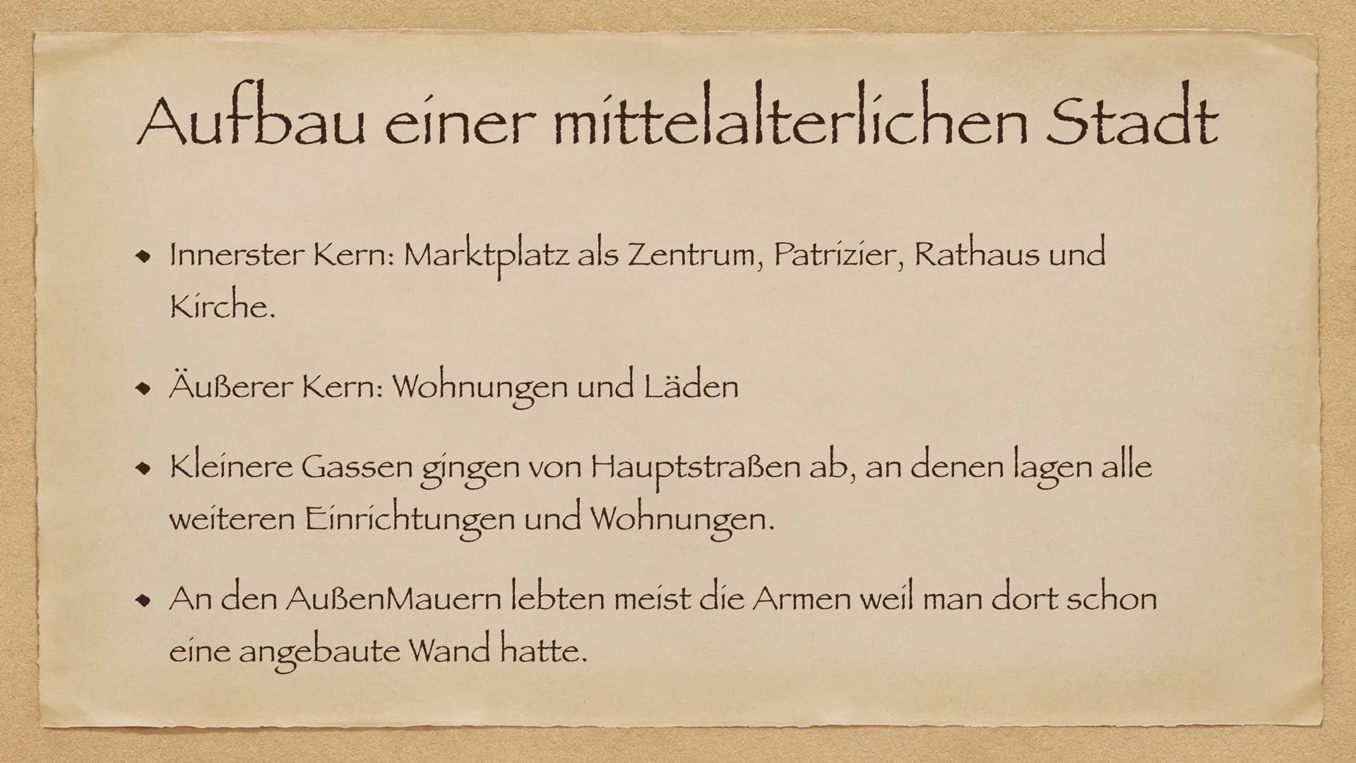 Stadtentwicklung im Mittelalter Inhaltsverzeichnis
Gründe der Stadtentstehung
◆ Faktoren der Stadtentwicklung
Stadtarten
◆ Der Aufbau einer 