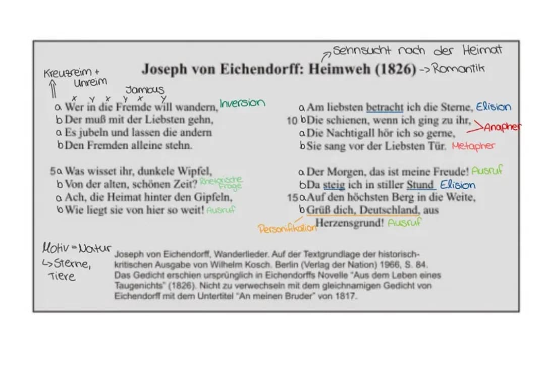 Heimweh Joseph Eichendorff - Analyse