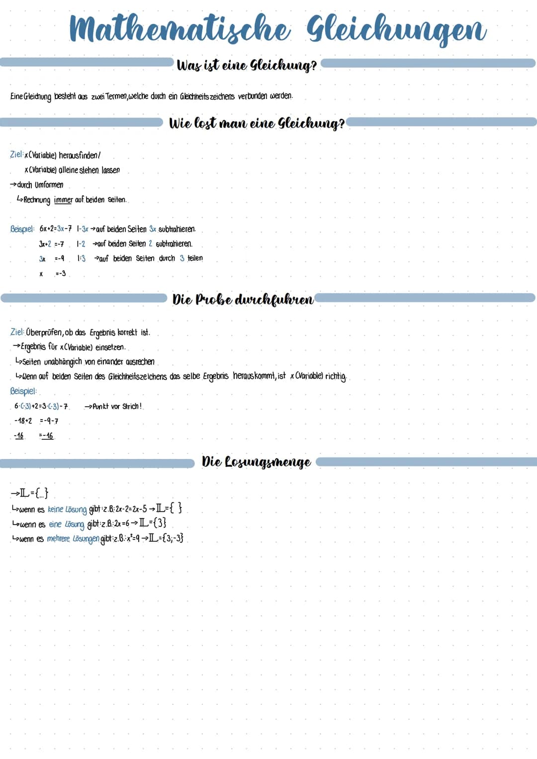 Eine Gleichung besteht aus zwei Termen, welche durch ein Gleichheits zeichens verbunden werden.
Mathematische Gleichungen
Was ist eine Gleic