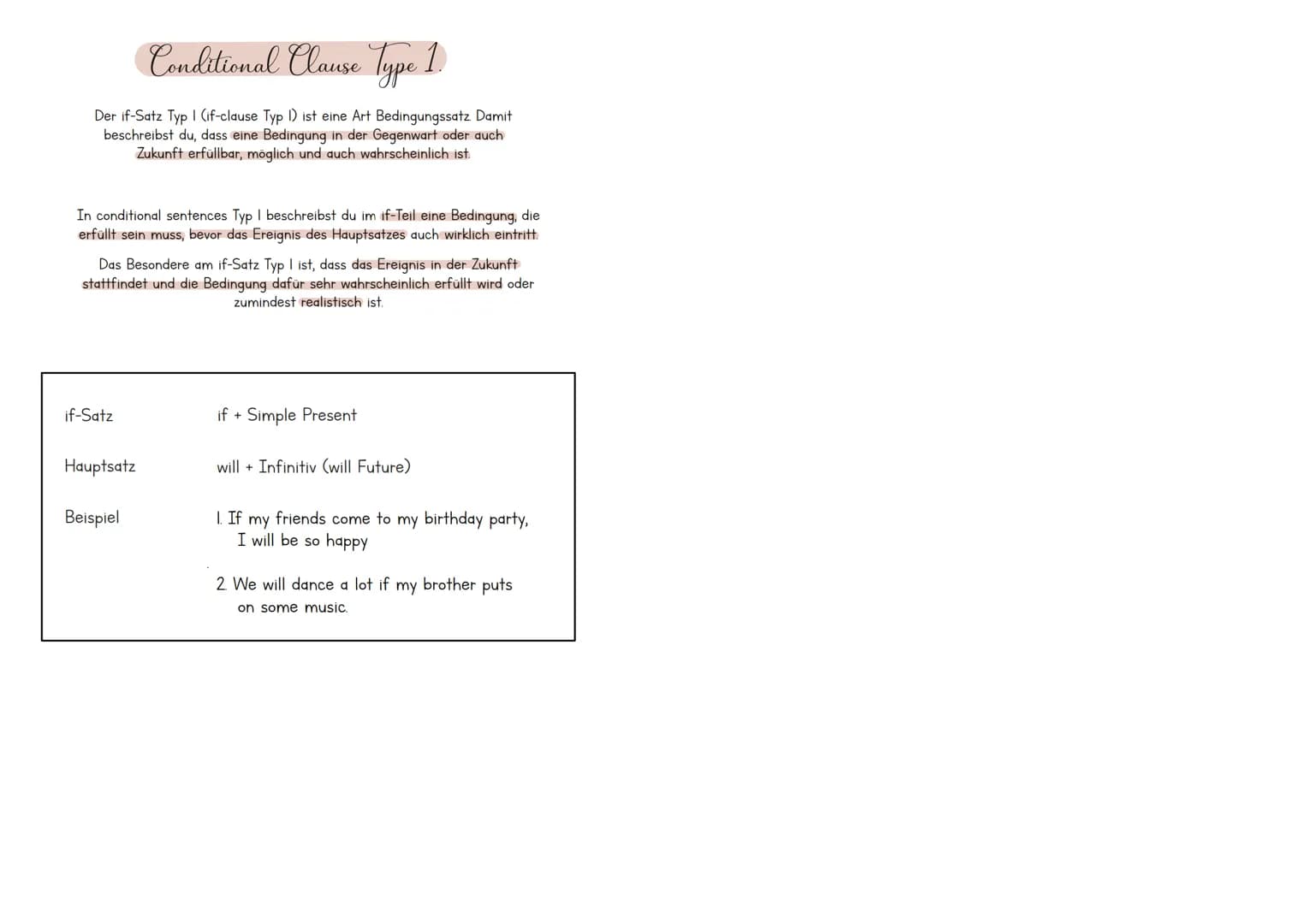 Conditional Clause Type 3.
Conditional Clauses Typ 3 betonen also, dass ein Ereignis hätte stattfinden
können. Doch dafür hätte eine bestimm