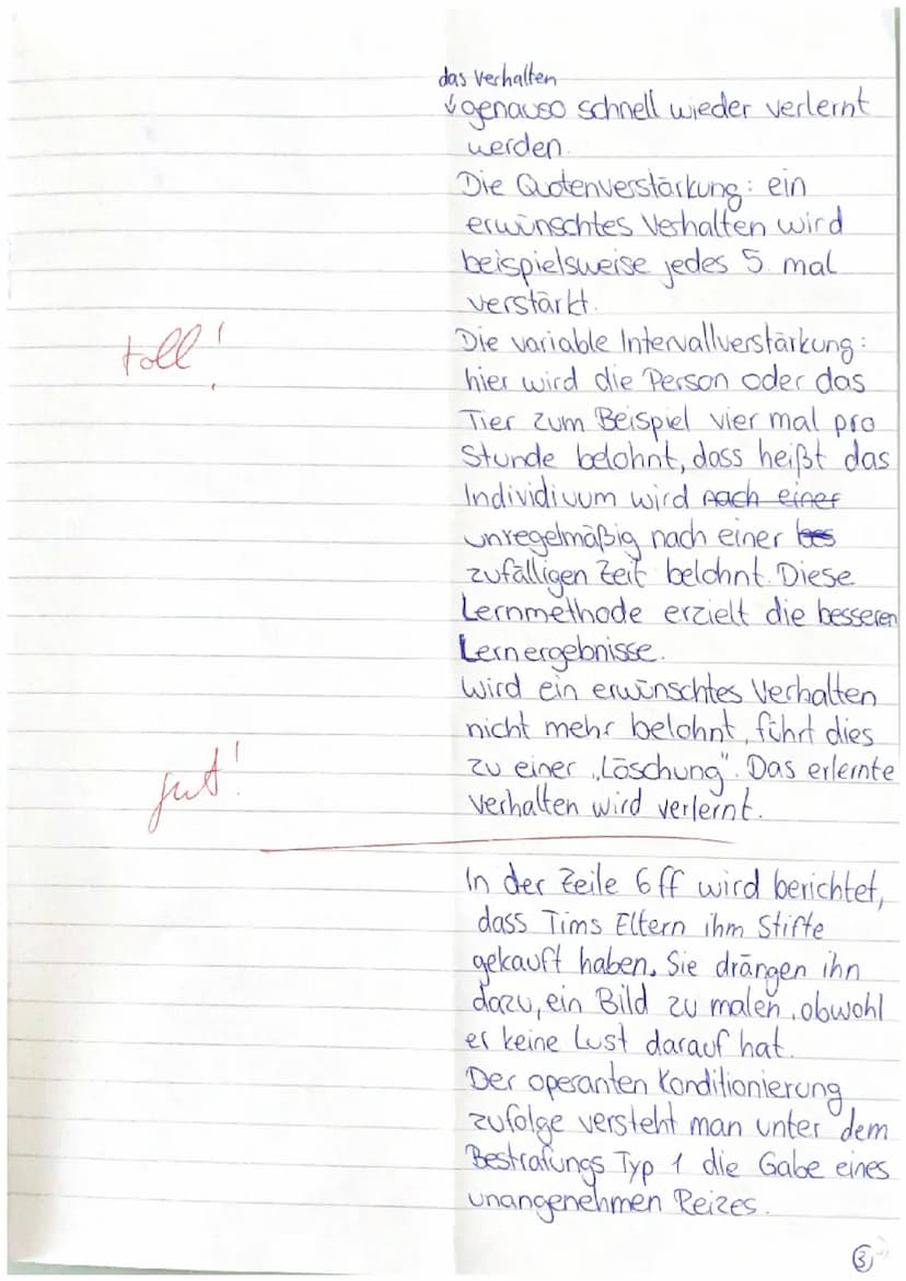 5
10
15
20
EF PA GK
Klausur im 2. Halbjahr
Tim malt nicht gern
1. Analysieren Sie Tims Verhalten mit Ihren Kenntnissen zur operanten
Konditi