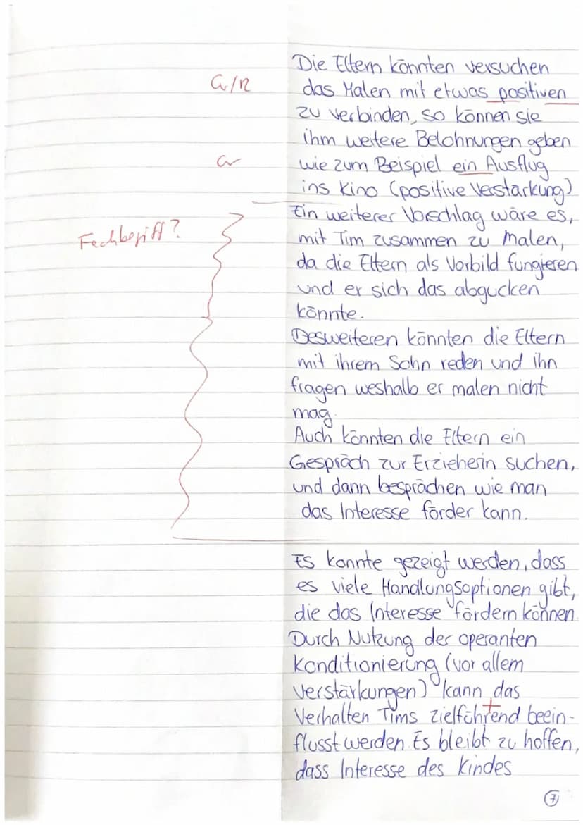 5
10
15
20
EF PA GK
Klausur im 2. Halbjahr
Tim malt nicht gern
1. Analysieren Sie Tims Verhalten mit Ihren Kenntnissen zur operanten
Konditi