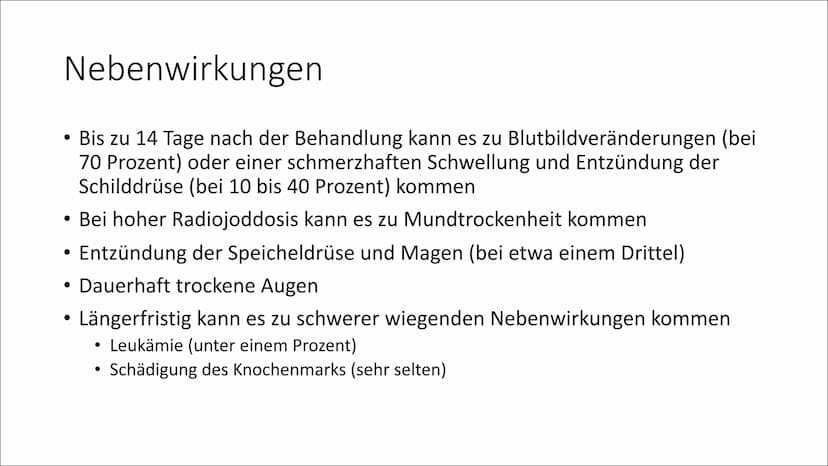 Radiojodtherapie
Physik Q2 Inhaltsverzeichnis
• Was ist die Radiojodtherapie?
• Wirkung
• Was muss man beachten?
●
●
●
●
Nebenwirkungen
Nach