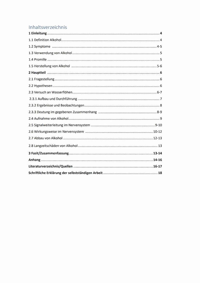 Alkohol und seine
Wirkungsweise
H H
H-CH
н-с-с
H
н Gymnasium der Stadt
Facharbeit
Alkohol und seine Wirkungsweise
In Bezug zu Daphnien
Verfa