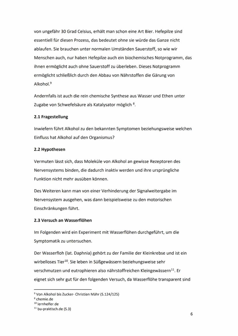 Alkohol und seine
Wirkungsweise
H H
H-CH
н-с-с
H
н Gymnasium der Stadt
Facharbeit
Alkohol und seine Wirkungsweise
In Bezug zu Daphnien
Verfa