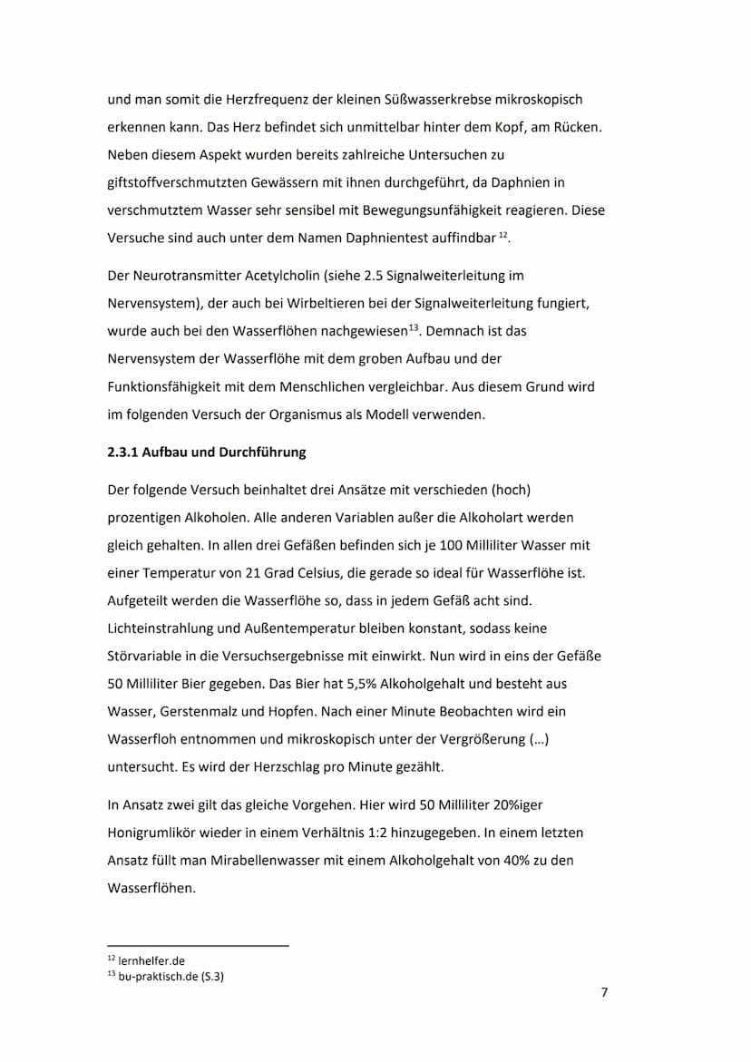 Alkohol und seine
Wirkungsweise
H H
H-CH
н-с-с
H
н Gymnasium der Stadt
Facharbeit
Alkohol und seine Wirkungsweise
In Bezug zu Daphnien
Verfa