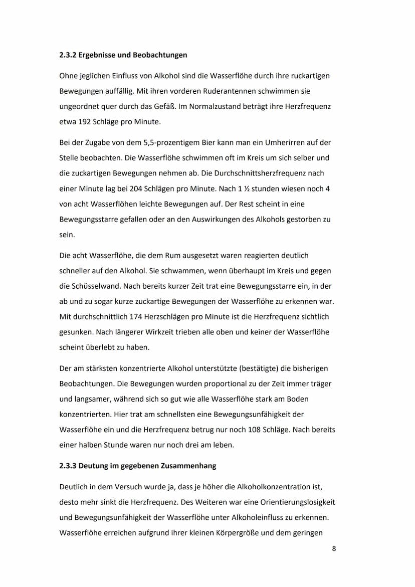 Alkohol und seine
Wirkungsweise
H H
H-CH
н-с-с
H
н Gymnasium der Stadt
Facharbeit
Alkohol und seine Wirkungsweise
In Bezug zu Daphnien
Verfa