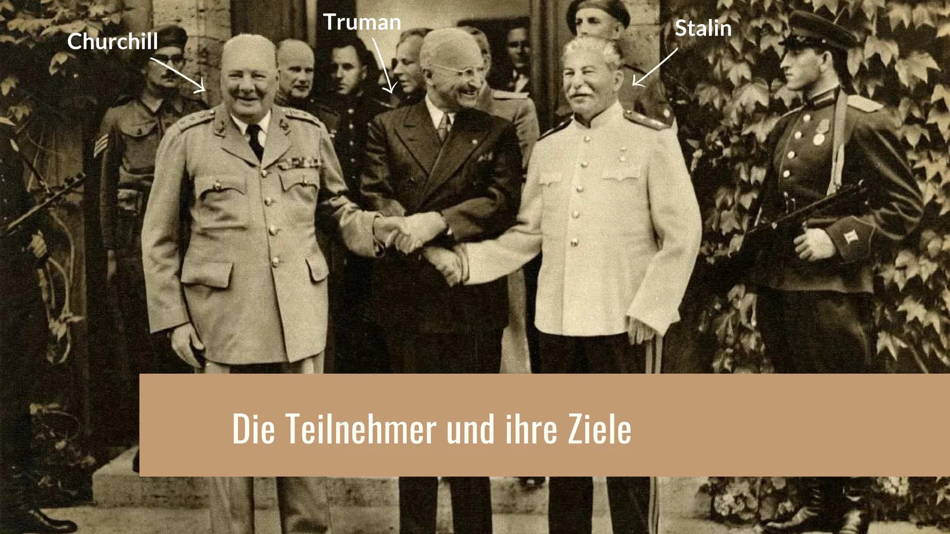 10
10
POTSDAMER
KONFERENZ
17. Juli - 2. August 1945 POTSDAMER KONFERENZ
GLIEDERUNG
• Potsdamer Konferenz kurz gefasst
geschichtliche Einordu