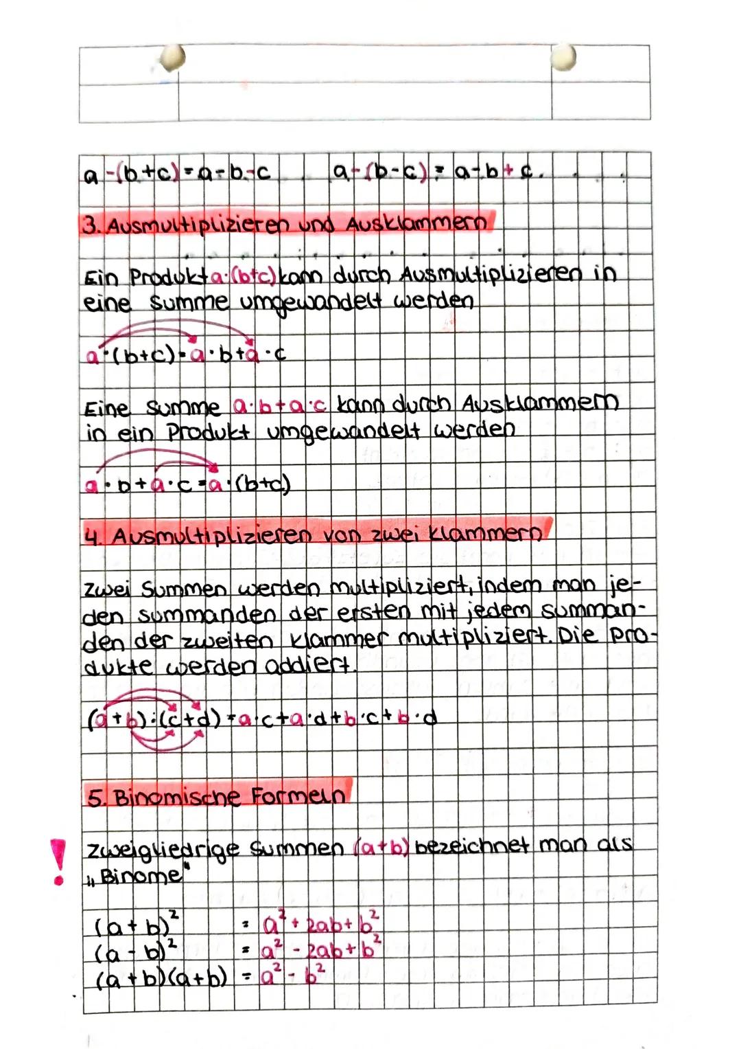 MATHE
ERME BINOMISCHE FORMEL
LINEARE FUNKTIONEN
1. Term strukturen
a + b ist eine summe
la bist eine Differenz
b ist ein Produkt
a : b = = i