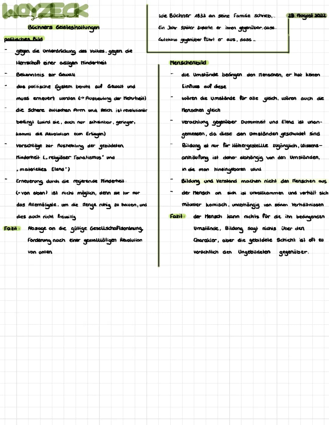 Woyzeck politisches- und Menschenbild