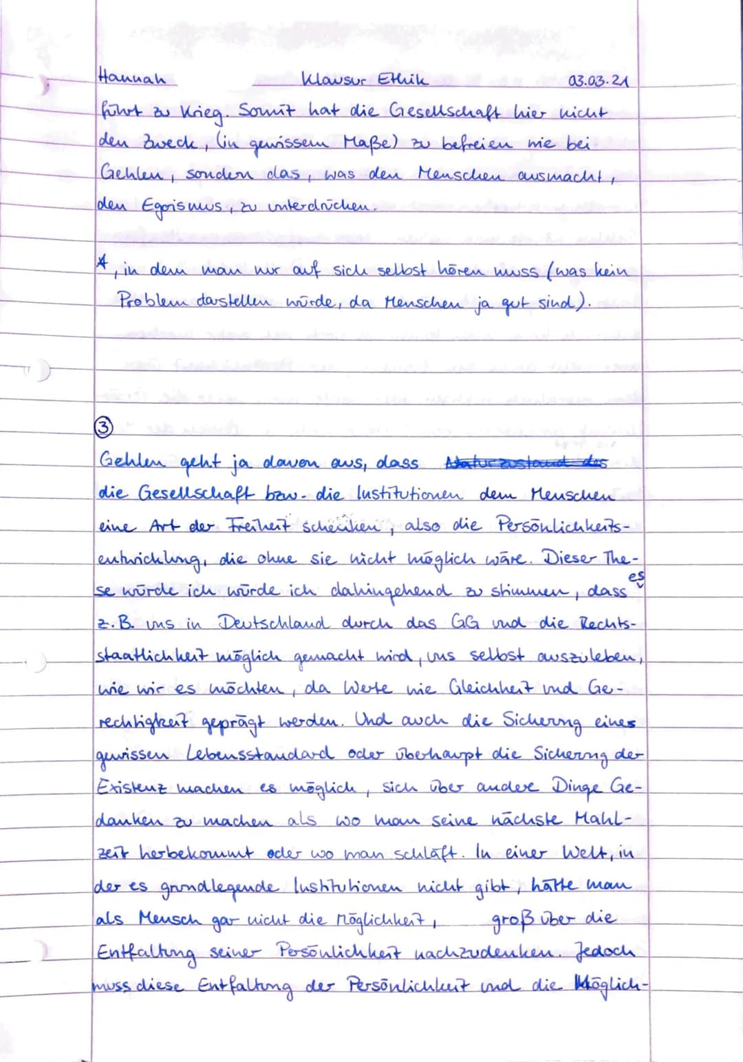 Kurs 12 Ethik
Soziale Arbeit
Ethik in der Sekundarstufe II
Klausur 12/2 - Ethik und Menschenbild
Arnold Gehlen - Institutionen schaffen Pers