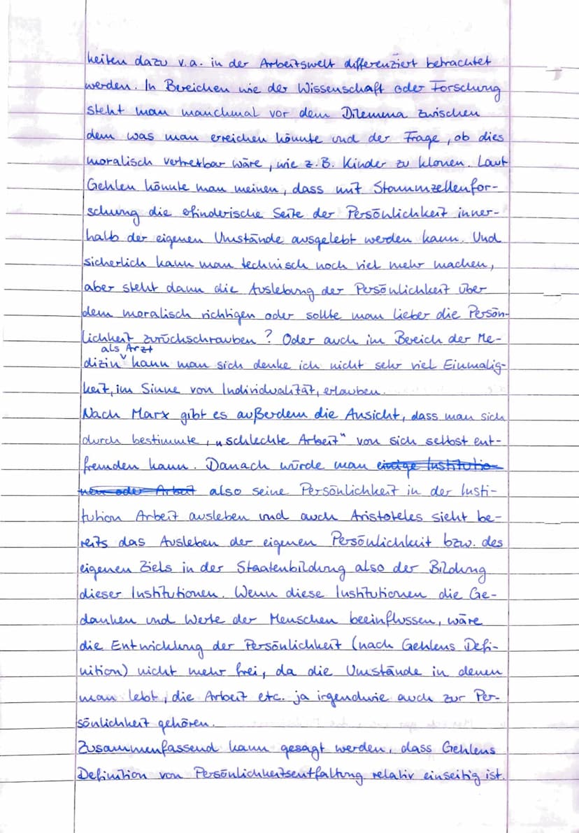 Kurs 12 Ethik
Soziale Arbeit
Ethik in der Sekundarstufe II
Klausur 12/2 - Ethik und Menschenbild
Arnold Gehlen - Institutionen schaffen Pers
