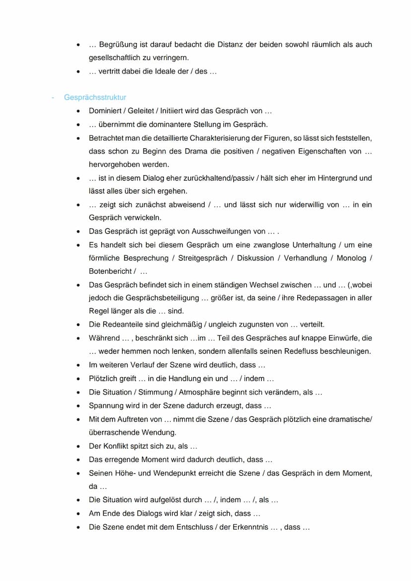 Szenenanalyse Formulierungshilfen
Einleitung:
Drama:
Im Jahr ... wurde das Drama,...", geschrieben von ..., uraufgeführt. Das Drama setzt
si