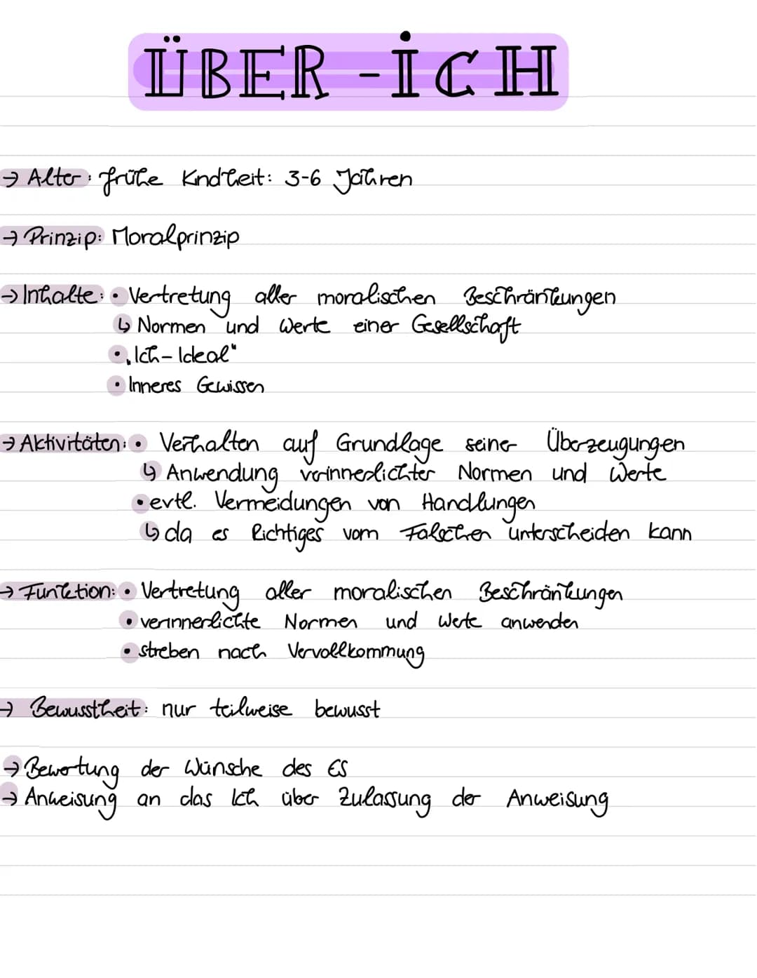 Instanzen
ES= Bedürfnisse befriedligen
Ich = Streitschlichter, alle sollen zufrieden sein.
findet Kompromisse
(
Über-Ich- Werte und Normen =