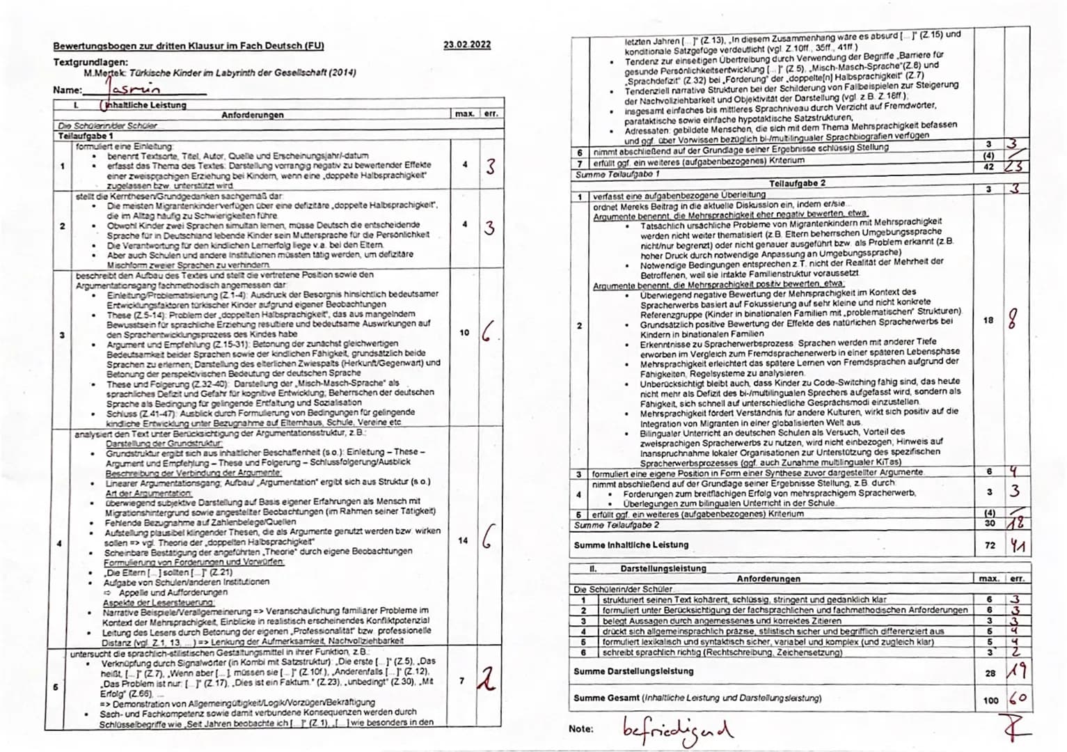 Q1/2 (D1, FU)
Bearbeitungszeit:
Aufgabenart IA:
Textgrundlage:
3. Klausur, Thema: Reflexion über Sprache - Mehrsprachigkeit
Analyse eines Sa