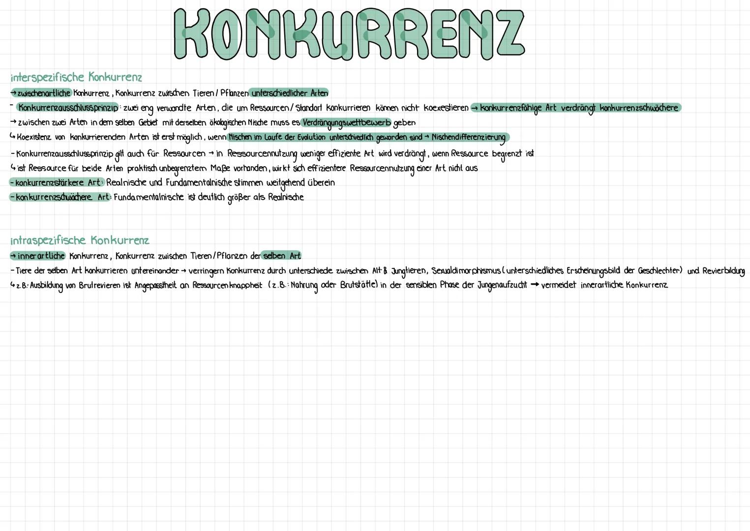 KONKURRENZ
interspezifische Konkurrenz
→zwischenartliche Konkurrenz, Konkurrenz zwischen Tieren / Pflanzen unterschiedlicher Arten
Konkurren