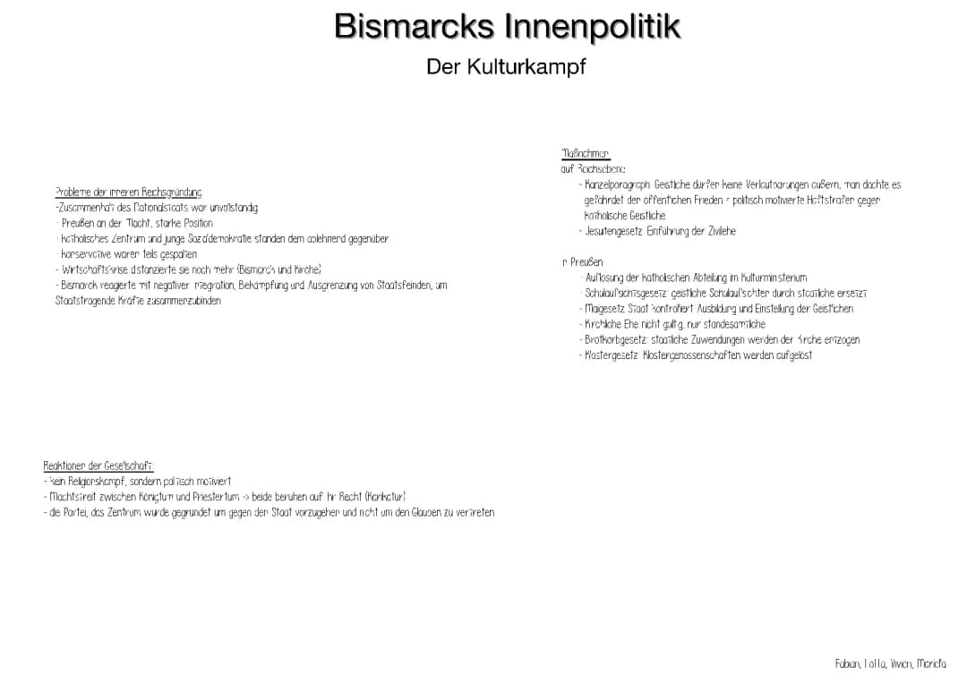 Bismarcks Innenpolitik - Der Kulturkampf