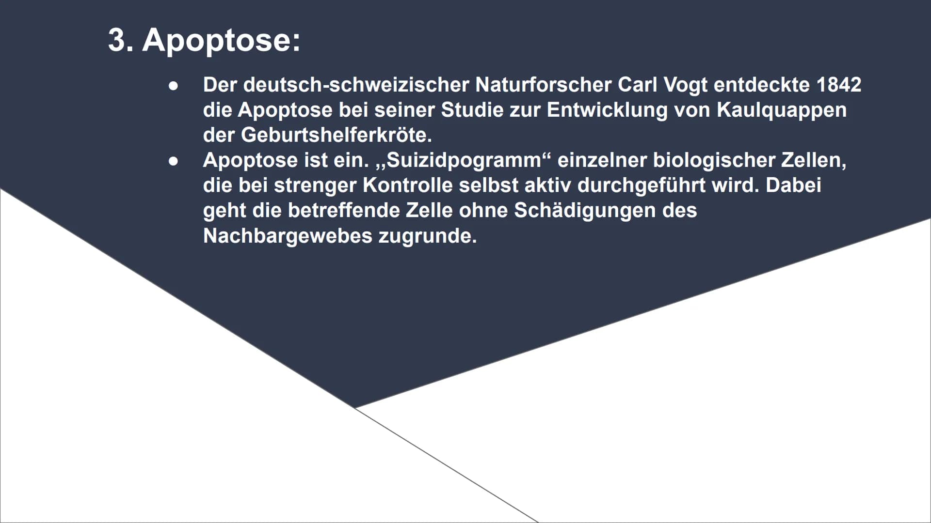 Apoptose
Genetisch Programmierter Zelltod Inhalt:
1. Zelltod
2. Apoptose und Nekrose im Vergleich
Schaubild 1.
3. Apoptose
4. Ablauf
Schaubi