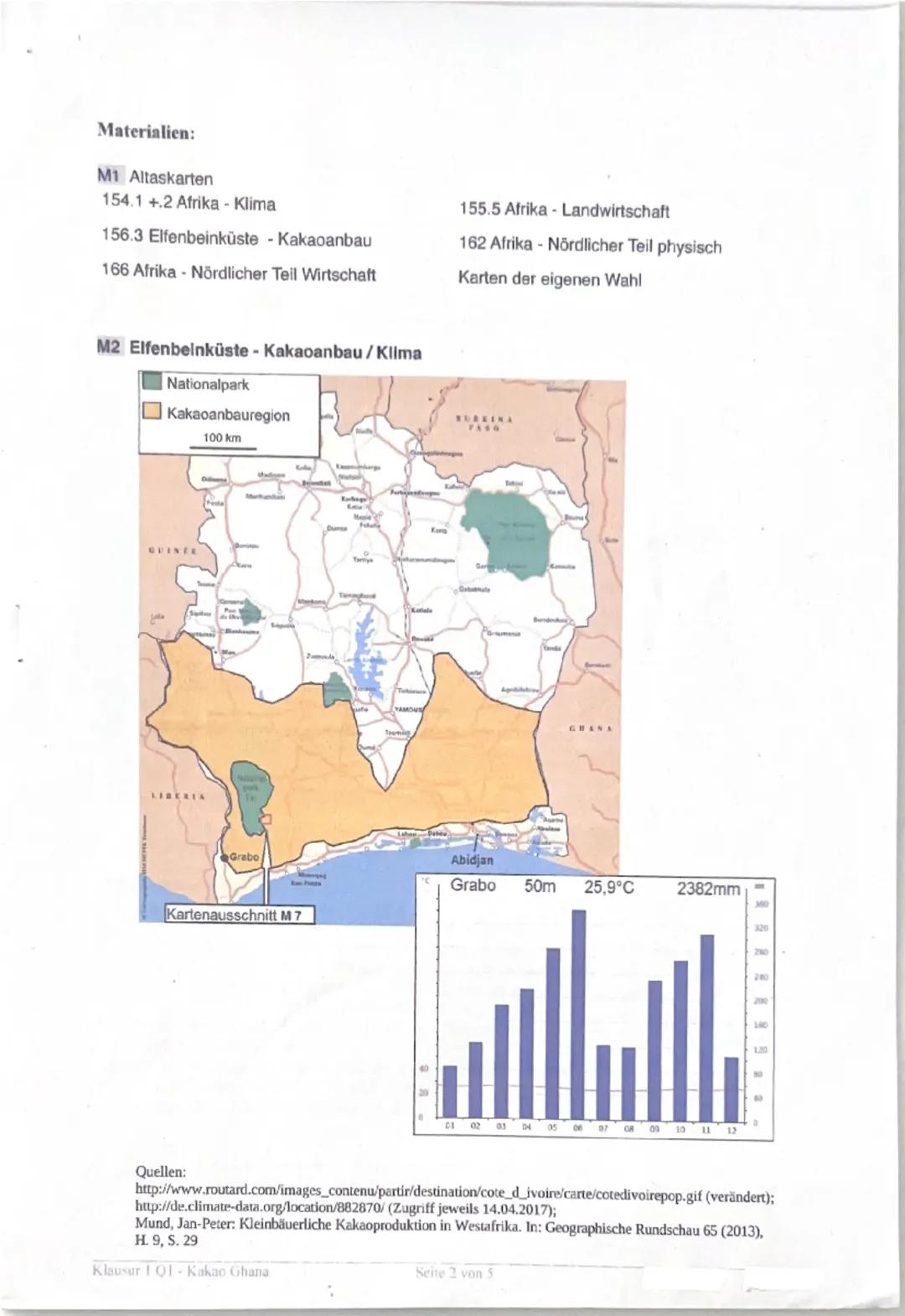 Jahrgangsstufe Q1
Grundkurs Geographie
Name:
1. Klausur
Thema: Landwirtschaftliche Produktion im globalen Wettbewerb - Das Beispiel Kakaoanb