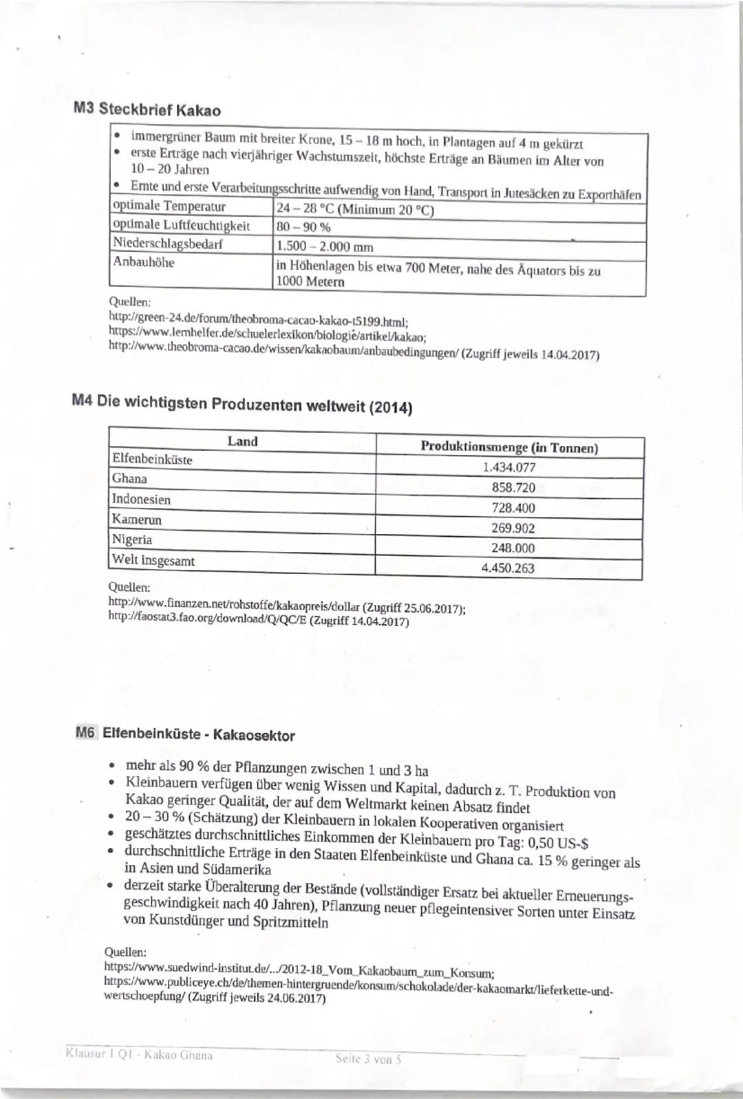 Jahrgangsstufe Q1
Grundkurs Geographie
Name:
1. Klausur
Thema: Landwirtschaftliche Produktion im globalen Wettbewerb - Das Beispiel Kakaoanb