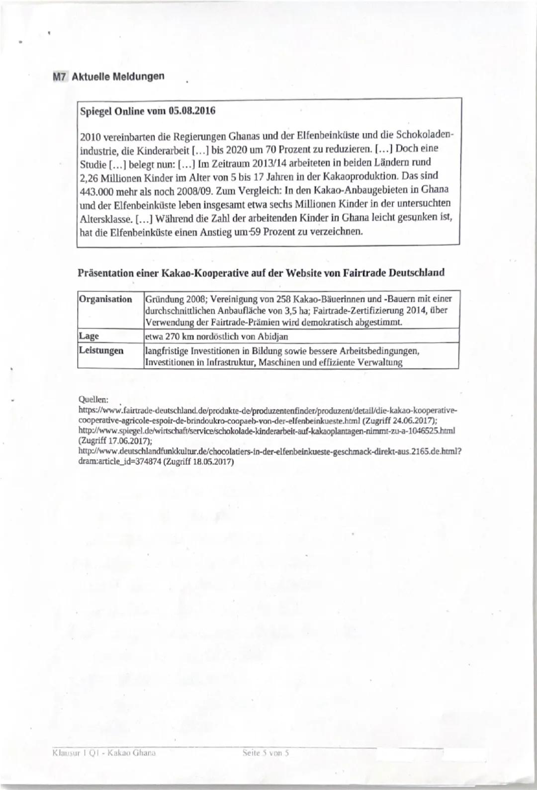 Jahrgangsstufe Q1
Grundkurs Geographie
Name:
1. Klausur
Thema: Landwirtschaftliche Produktion im globalen Wettbewerb - Das Beispiel Kakaoanb