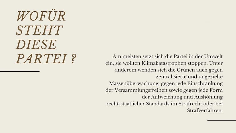 VON JULIA UND NEJLA
Bündnis
90/Die
Grünen
Die Politische Partei DIE
GRÜNDUNG
DIE GRÜNEN UND BÜNDNIS 90
Die Grünen wurden Januar 1980 in Karl