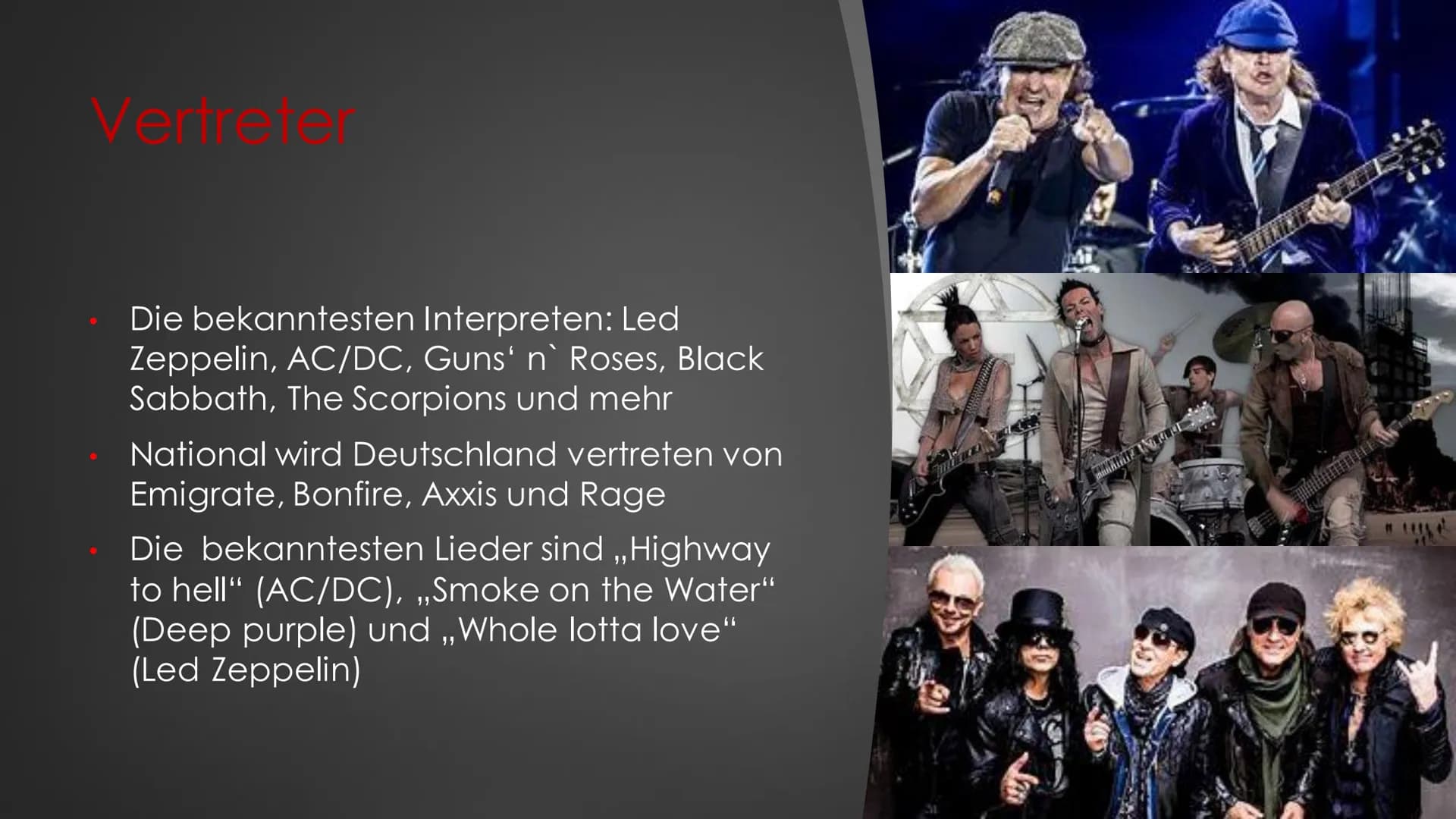 &
Hard Rock
MUSIKUNTERRICHT
IM NOVEMBER 2020 Inhaltvereichnis
Allgemeines
Was ist Hard Rock?
Entstehung
Musikalische Stilmittel
Vertreter
Kl