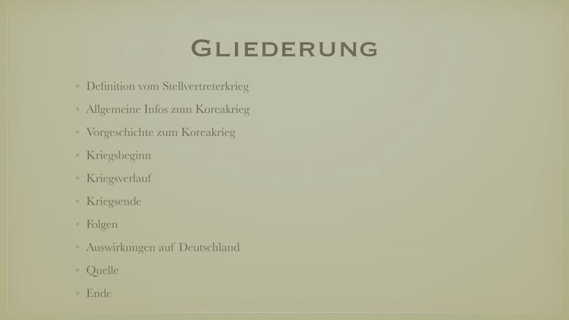 STELLVERTRETERKRIEG/
KOREA KRIEG ●
Definition vom Stellvertreterkrieg
Allgemeine Infos zum Koreakrieg
• Vorgeschichte zum Koreakrieg
●
• Kri