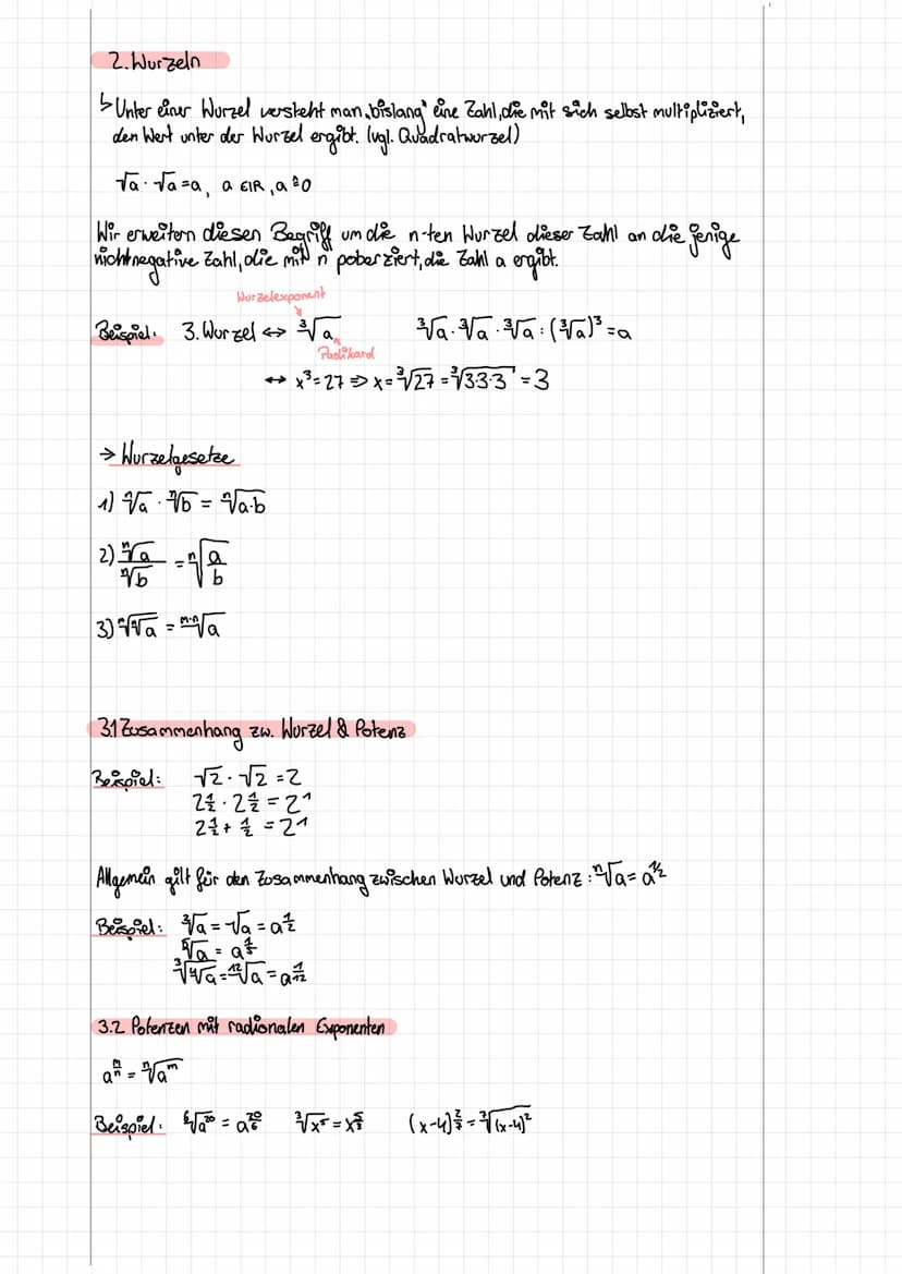 posenzen & warzeln
a... Basis
n... Exponent
1. Potenzen
Bsp: 3²= 3·3·3·3·3·3·3,
7mal
-1³-(-1) · (-1)-(-₁) = -1
x²³x.x.x
Potenzgesetze
(1) gl