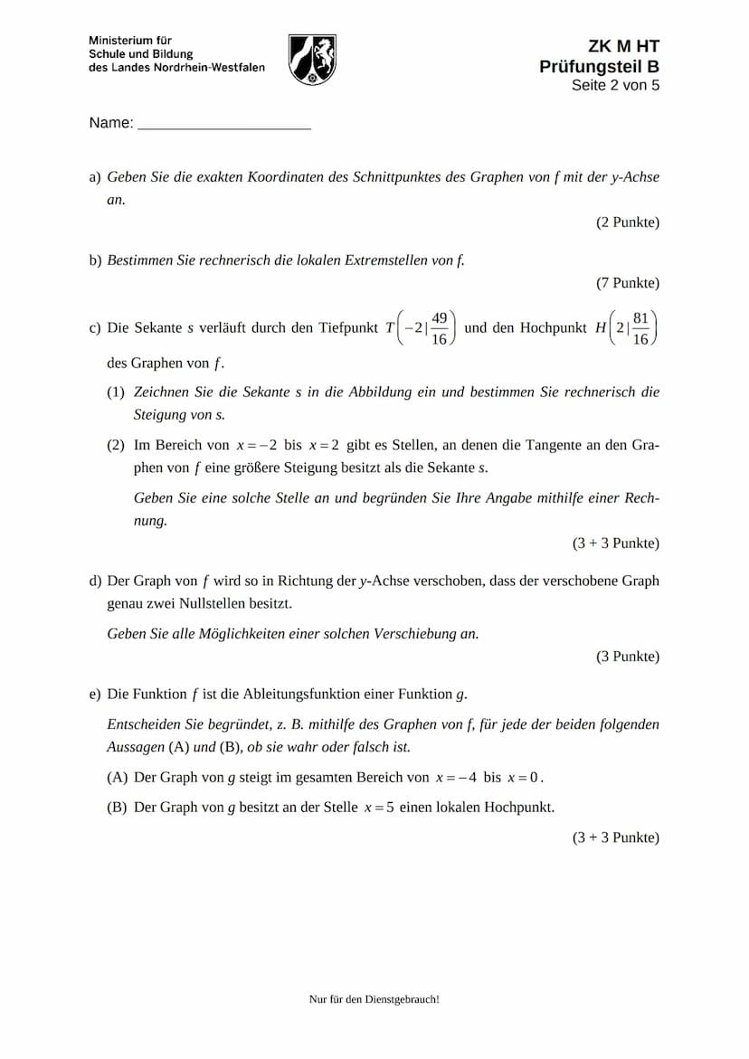 Ministerium für
Schule und Bildung
des Landes Nordrhein-Westfalen
Name:
de
Zentrale Klausur am Ende der Einführungsphase
2019
Mathematik
Prü