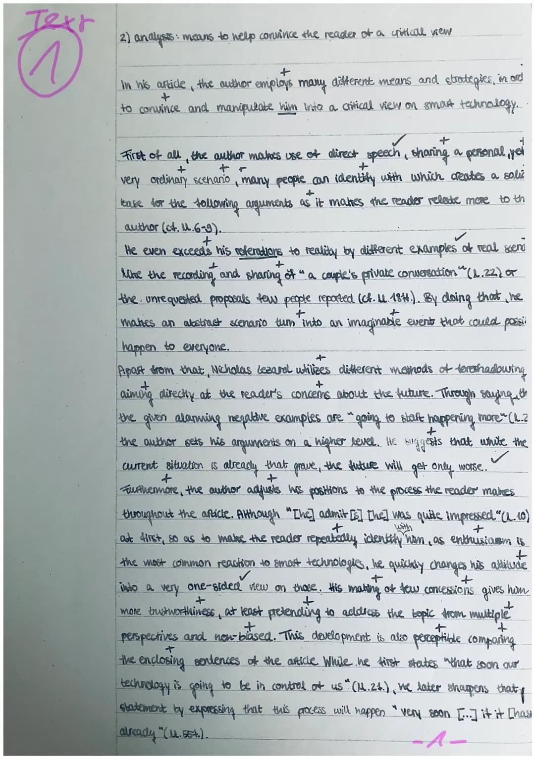Text
1
2) analysis:
lysis: means to help convivice the reader of a critical view
+
In his article, the author employs many different means a