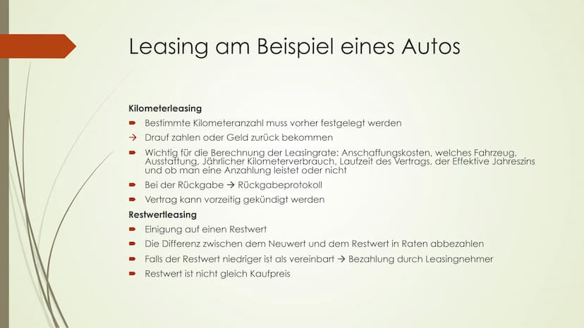 Leasing
Von: ... J2.4
BWL
1. Was ist Leasing
mieten, pachten
-(to) lease
-Güter werden gegen ein Entgelt vermietet
-Es ist eine Form der Fin