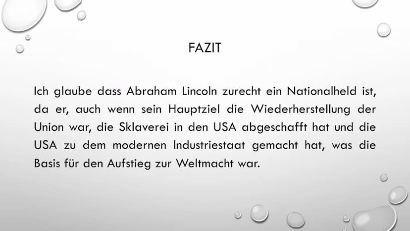 ABRAHAM LINCOLN
16. PRÄSIDENT DER
VEREINIGTEN STAATEN • Leitfrage
●
●
●
Sezessionskrieg
• Was hat er bewirkt und wann?
• Die Folgen daraus
G