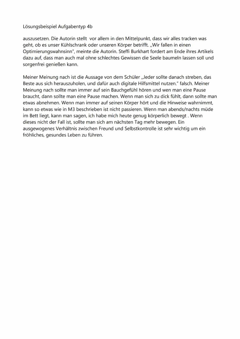Lösungsbeispiel Aufgabentyp 4b
M1 ist ein Bericht mit dem Titel ,,Führt Selbstvermessung zur Selbsterkenntnis?". Dieser
Bericht wurde von Ch