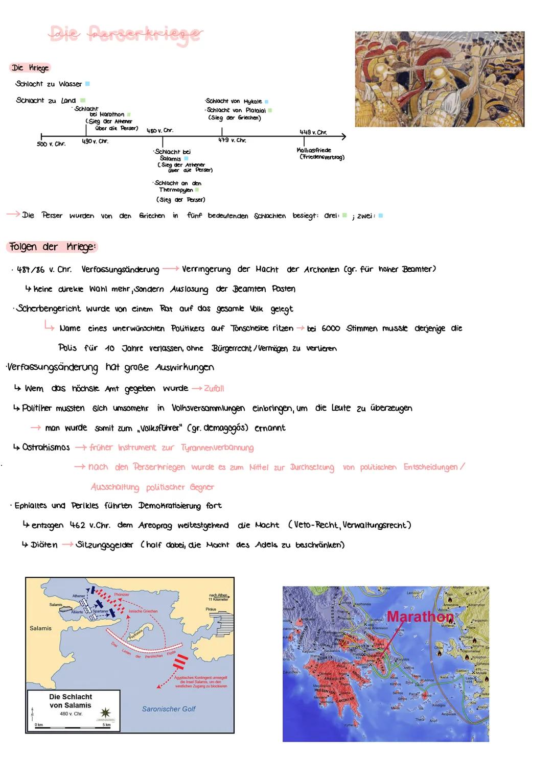 # Die Perserkriege

Die Kriege

Schlacht zu Wasser

Schlacht zu Land

500 v. Chr.

Schlacht Marathon
(Sieg der Athener
über die Perser)

490