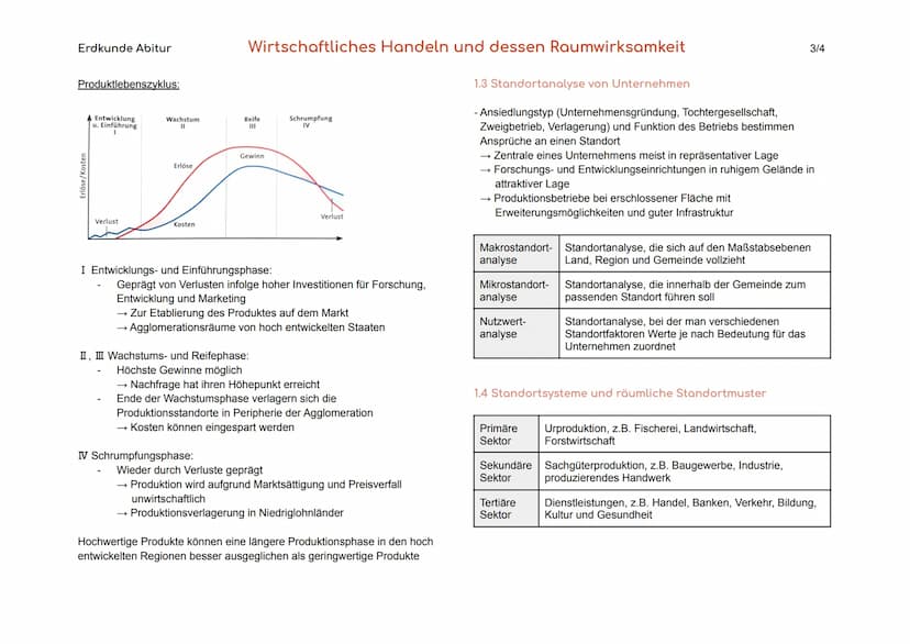 Erdkunde Abitur
1. Unternehmerische Standortwahl und ihre Auswirkung
auf dem Raum
Standortfaktoren Spezielle Faktoren vor Ort, die die Stand