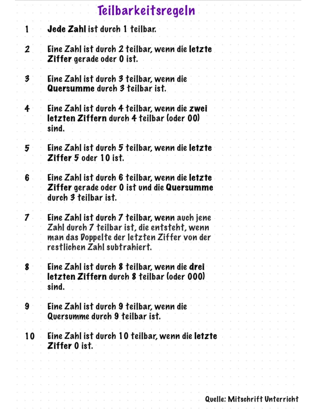 Teilbarkeitsregeln