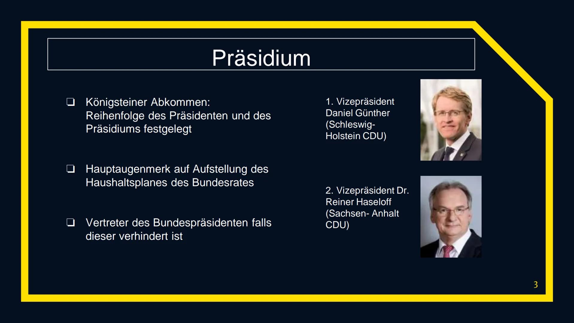 BUNDESR
Der Bundesrat
BUNDBERAT 1. Definition
2. Bundesratspräsident
3. Präsidium
Verlauf
4. ständige Beirat
5. Vermittlungsausschuss
6. Sit