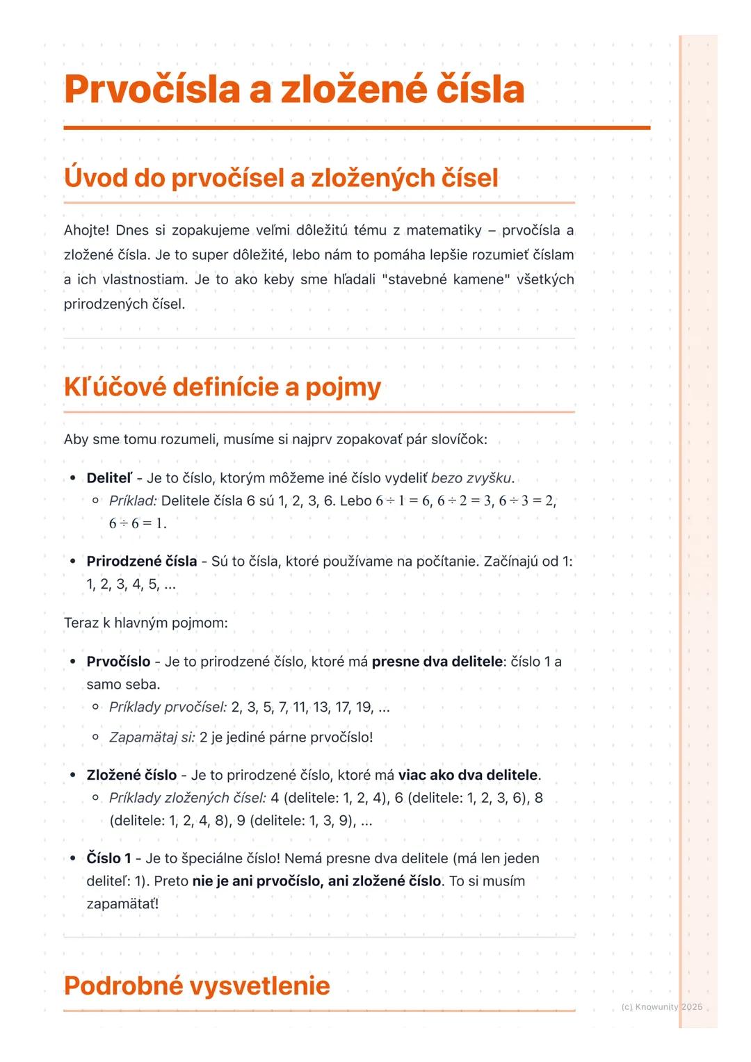 # Prvočísla a zložené čísla

## Úvod do prvočísel a zložených čísel

Ahojte! Dnes si zopakujeme veľmi dôležitú tému z matematiky - prvočísla
