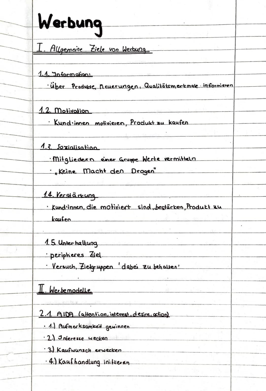 Werbung
I. Allgemeine Ziele von Werbung
1.1. Information:
•über Produkte, Meuerungen, Qualitätsmerkmale informieren
1.2. Motivation
.
· Kund