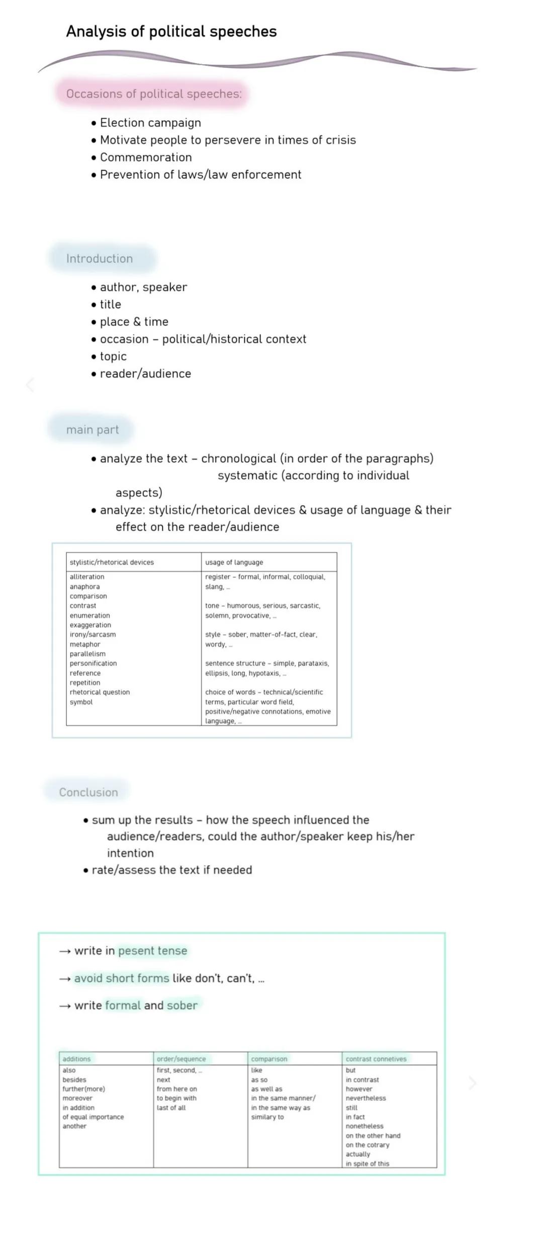 Englisch Klausur: Globalisierung & Speech Analysis