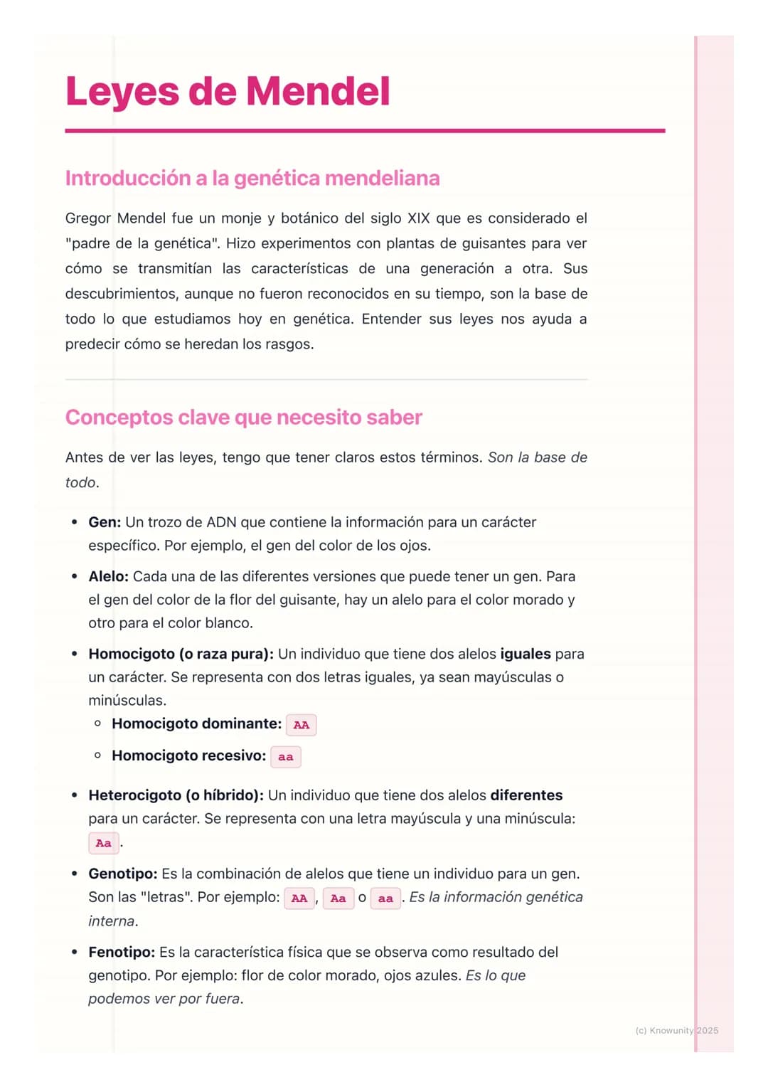 # Leyes de Mendel

Introducción a la genética mendeliana

Gregor Mendel fue un monje y botánico del siglo XIX que es considerado el
"padre d