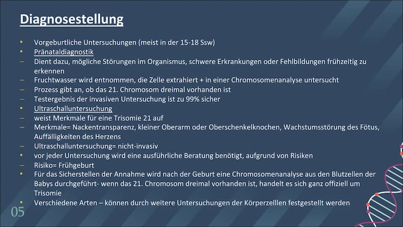 GENETIK
TRISOMIE 21
INKAN Inhaltsverzeichnis
01
02
03
Definition
Was ist Trisomie 21?
Definition
Was sind Chromosomen?
Symptome & Merkmale
W