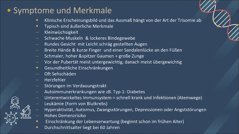 GENETIK
TRISOMIE 21
INKAN Inhaltsverzeichnis
01
02
03
Definition
Was ist Trisomie 21?
Definition
Was sind Chromosomen?
Symptome & Merkmale
W