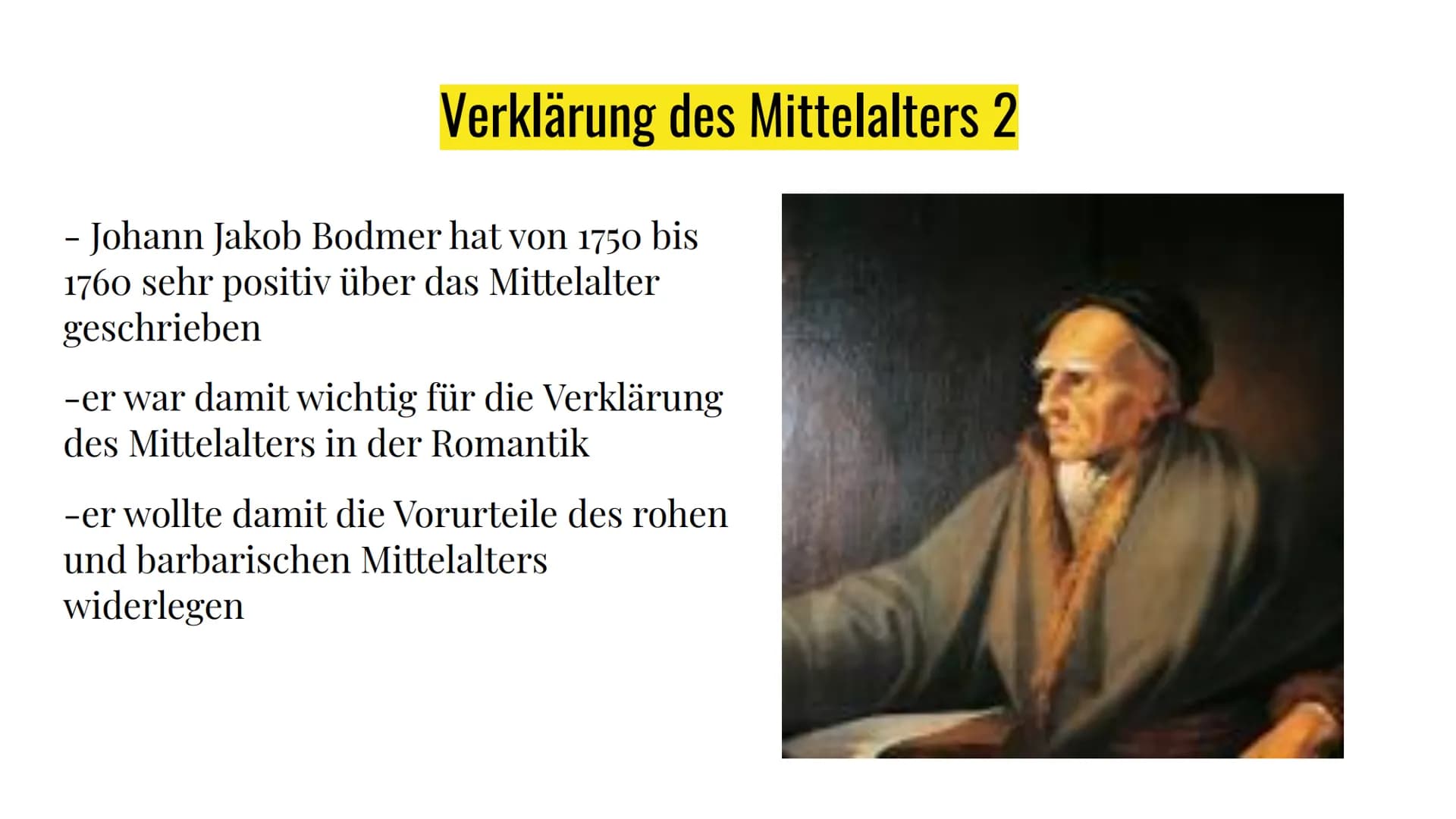 Die Merkmale der
Romantik Inhaltsangabe
Themen:
- Weltflucht
- Hinwendung zur Natur
- Verklärung des Mittelalters
- Rückzug in Fantasie- und